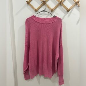 Oversized pink thick knit sweater